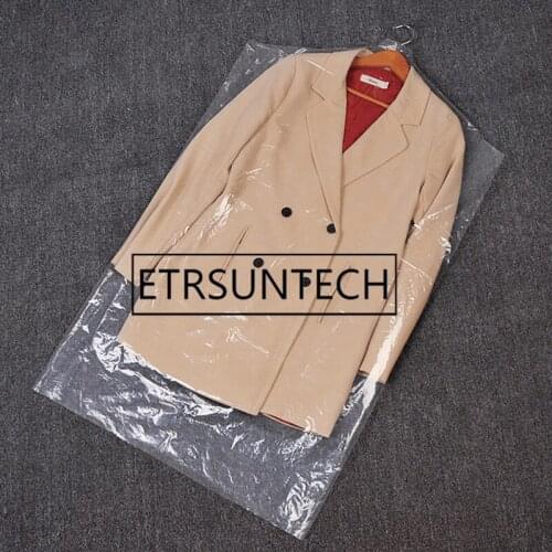 200pcs Disposable Plastic Transparent Garment Dust Cover Clothes Shop Hanging Pocket Storage Bag For Dry Cleaner