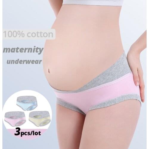 3PCS/Lot Maternity Panties Low Waist Pregnancy Underwear Women Under the Bump Belly Support Women U-Shape Cotton Panties mama