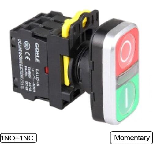 5 PCS Push button switch Start-stop Double Pushbutton With Pilot Lamp Text or graphics IP65 LED 1NO1NC