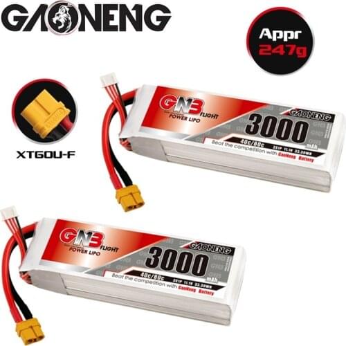 Rechargeable battery GNB 3000mAh 11.1V 3S 40C/80C Lipo Battery With XT60 PlugFor RC Helicopter Quadcopter FPV Racing Drone Parts