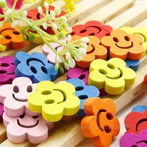 50pcs Flower Shape Buttons, Sewing Wooden Buttons ,Craft Scrapbooking Accessories,! 7NK89