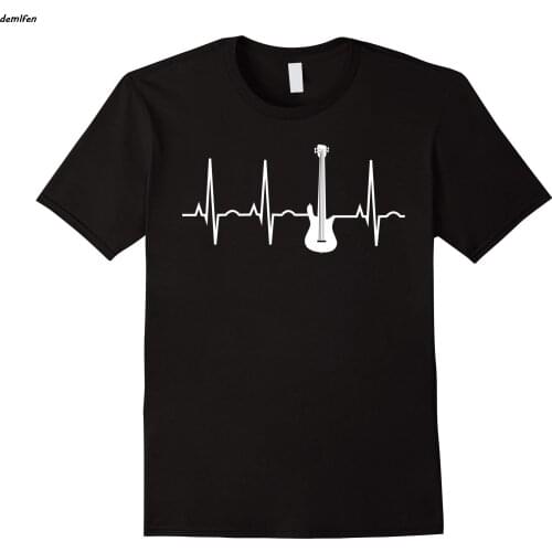 Bass Player Shirt Bass Guitar Player Heartbeat T-Shirt harajuku streetwear funny men short sleeve o-neck cotton shirt tees tops