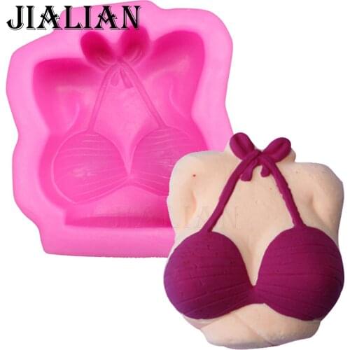 Free shipping chest Sexy bikini soap mould chocolate Party cake decorating tools DIY cooking baking fondant silicone mold T0271
