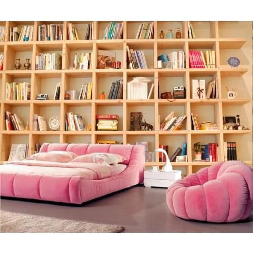 CJSIR Customized Large Murals Fashion Home Improvement Books Bookshelf Bookcase 3D Background Wall Wallpaper Papel De Parede