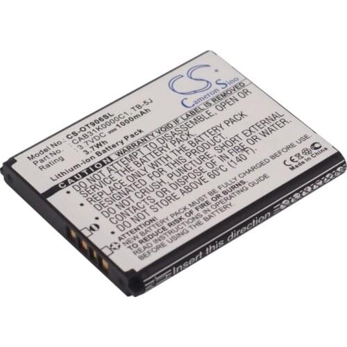 CS 1000mAh/3.7Wh battery for Alcatel One Touch 906, OT-906 BY74, CAB31K0000C1, TB-5J