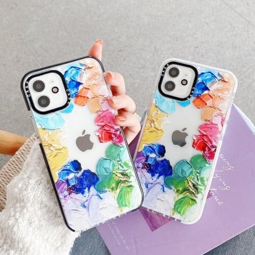 Colorful Watercolor Oil Painting Phone Case For iPhone 11 12 Pro Max 11Pro XS Max X XR SE 2020 7 8 Plus Silicone Soft Back Cover