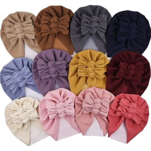 Baby Hat Turban Flower Bows Bowknot Baby Girl Hat Turban Knot Head Wraps Baby Kids Bonnet Beanie Newborn Photography Props