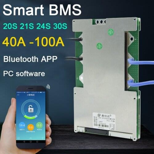 DYKB 30S 24S 21S 20S smart BMS 40A 60A 80A 100A 3.7V Li-ion Lithium Protection Board W balance lipo High Current Bluetooth APP