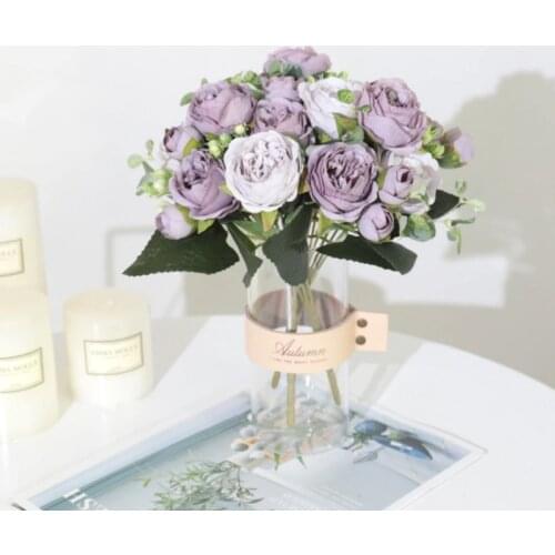 1 Bouquet 9 heads Artificial Flowers Peony Tea Rose Autumn Silk Fake Flowers for DIY Living Room Home Garden Wedding Decoration