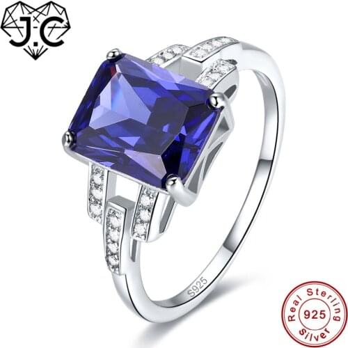 J.C For Unisex Fine Jewelry Highly recommend Ruby &Tanzanite & White Topaz Real Solid 925 Sterling Silver Ring Size 6 7 8 9