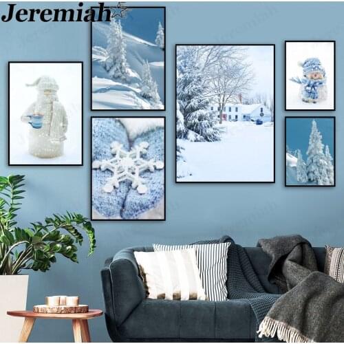 Winter Landscape Canvas Painting Snow House Poster Picture Print Wall Art Modern Room Home Decoration Gift