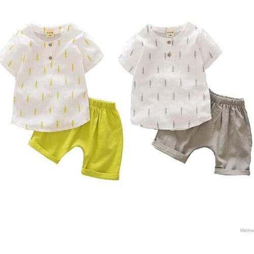 Baby Boy Clothing Set Kids Cotton Cartoon Pattern Short-sleeved Tops + Casual Pants Outfits Children Summer Fashion Clothes Sets