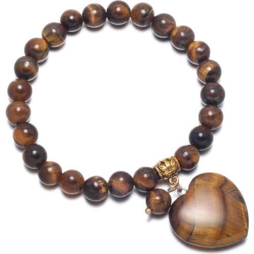 Fashion Design Bracelets Natural Rose Quartze Beads Pendants Bangle Bracelet for Women Jewelry Accessories Gifts