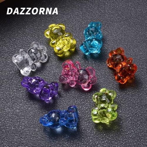 New 20Pcs/Pack 6Colors Cartoon Cute Transparent Animal Shape Acrylic Pendants Charm Pendants For Jewelry Makeing Diy Handmade