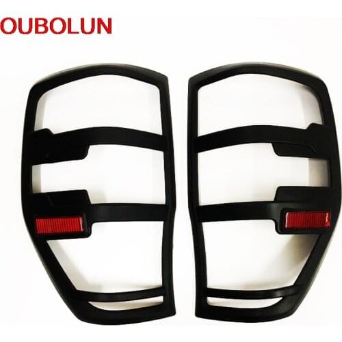 OUBOLUN For Ford Ranger T6 T7 XLT 2012-2017 PICKUP CAR ABS Black Headlight Rear Taillight Cover Trim 4pcs