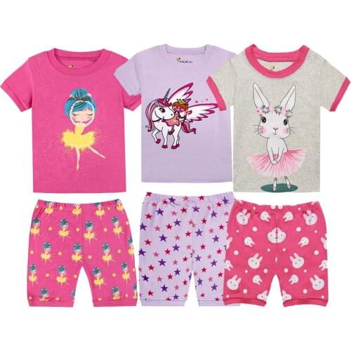 Summer Pajamas for Girls Boys Animal Cartoon Dinosaur Cars Pyjamas Short Sleeve Tops+Shorts 2pcs Clothing Sets Children Homewear