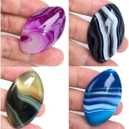 5pcs Natural Stone Charms Pendants purple blue green Stripe Agates for DIY Jewelry Making Necklace Earrings Accessories