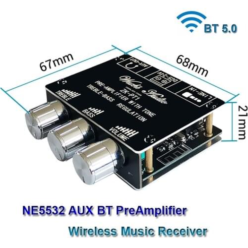 NE5532 Preamplifier Bluetooth-Compatible Audio Equalizer Wireless Receiver Preamp Aux Pre Amplifier Aux DC5-24V
