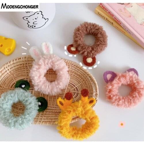 Cute Cartoon Rabbit Ears Hair Scrunchies For Girl Woman Sweet Hair Rope Elastic Rubber Band Gum Ponytail Holder Hair Accessories
