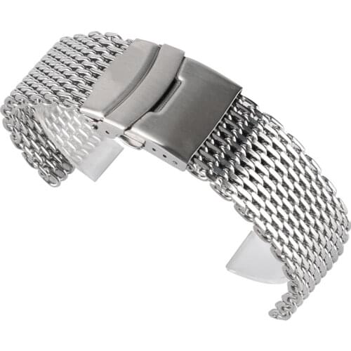 18mm 20mm 22mm Stainless Steel Mesh Watch Band Silver For Mens Wrist Watch Strap Bracelet Push Button Replacement