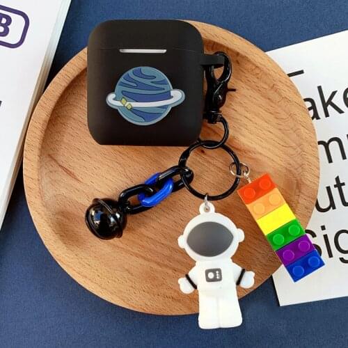 Cute cartoon Earphone Cases for QCY T8 / T8S Case silicone shell with Astronaut Planet Keychain Cover For QCY T8S case funny