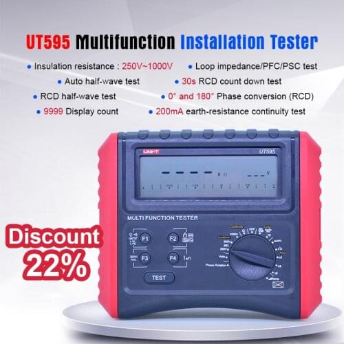 Earth Ground Line Loop Impedance Tester UT595 Insulation Resistance Meter Phase sequence/Ramp RCD/Low-resistance continuity test