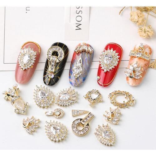 2 pieces alloy Zircon Nail art decoration luxury zircon rhinestone tassel / heart / wing nail jewelry high end long nail