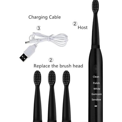 USB Rechargeable Sonic Electric Toothbrush Timer Brush Electric Tooth Brushes With 4pcs Replacement Brush Head 20#813