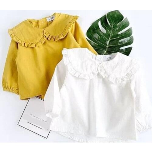 Spring Baby Girl Shirts&Blouses Peter Pan Collar Kids Girls Princess 100% Cotton Shirt Sweet Kids Girl Clothing