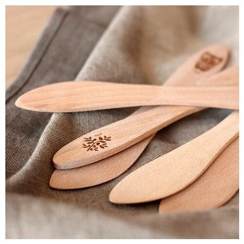 Zakka cartoon creative wooden tableware beech wood knives no paint cheese knives jam/butter/cake/salad/dumpling stuff knives