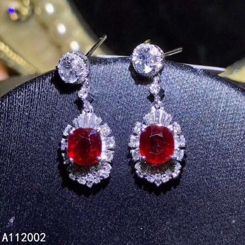 KJJEAXCMY fine jewelry natural ruby 925 sterling silver women gemstone earrings new Ear Studs support test noble