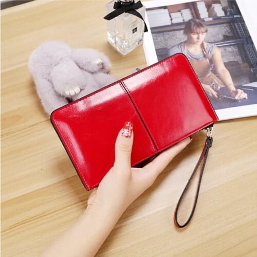 Womens Long Wallet Large-Capacity PU Leather Womens Zipper Wallet Horizontal Square Clutch Coin Purse Mobile Phone Bag