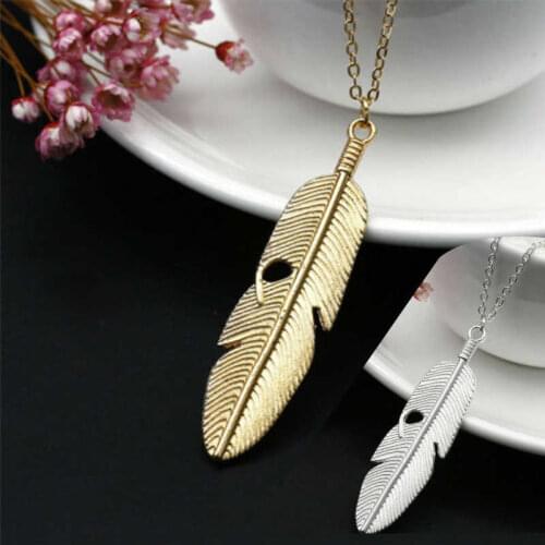 Feather Chain Sweater Vintage Pendant Women Statement Gift Long Necklace