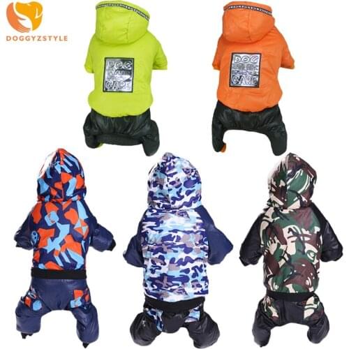 Pet Dog Jumpsuit Rompers Winter Clothes Thick Fleece Pet Hoodie Parka Four Legs Coat Warm Puppy Jacket Overalls Schnauzer Outfit