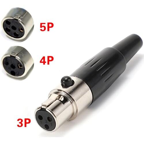 1Pcs 3PIN/4PIN/5PIN Available Mini XLR Connector For Microphone Audio Video Connect Zinc Alloy Copper Pins With Gold Plated
