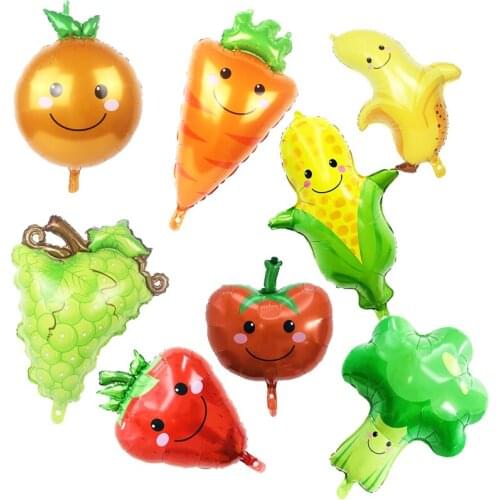 1pcs Fruit Vegetables Foil Balloons strawberry pineapple watermelon ball helium Summer Hawaii party decor tropical fruit