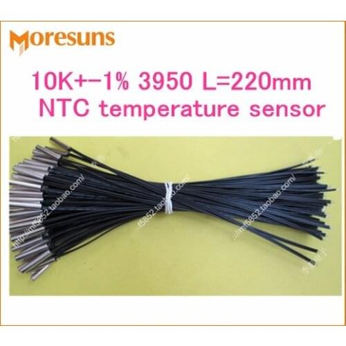 Fast Free ship 10pcs/lot NTC thermistor 10K+-1% 3950 L=220mm NTC temperature sensor