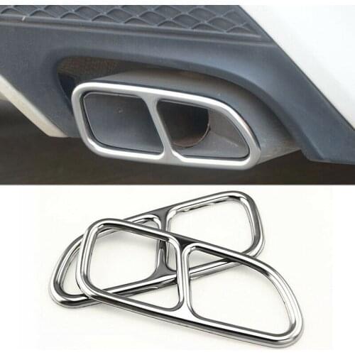 2Pcs Car Stainless Steel Tail Throat Exhaust Pipe Muffler Tip Cover Trims for Mercedes Benz CLA 2013-2016