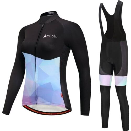 2021 MILOTO Autumn Long Sleeve Cycling Clothes Women Bike Jersey Maillot Bicycle Sport Clothing Female Dress Ladies Suit Wear
