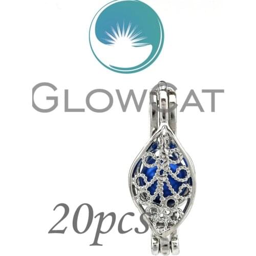 20x KK755 Copper Plant Leaf Stone Beads Cage Locket Pendant Essential Oil Diffuser Pearl Cage Jewelry Making