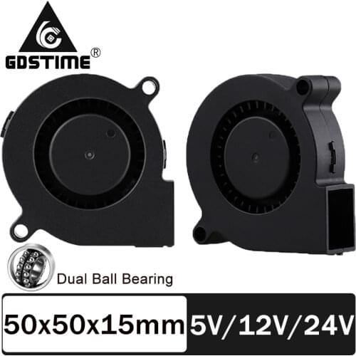 5pcs Gdstime Dual Ball Bearing 24V 5015 Blower DC Cooling axial Fan 50mm x 15mm 2Pin Turbo Small Cooler 5cm 50*50*15mm