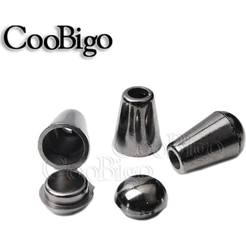 50pcs Detachable Bell Stopper Black Nickel With Lid Cap Cord Ends Lock Stopper For Rope Apparel Sportswear Parts Accessories