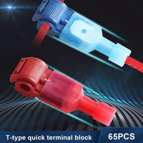 65pcs Scotch Lock Electric Wire Cable Connectors Quick Splice Terminals Crimp Non Destructive for Wire Car Boat Motorcycle
