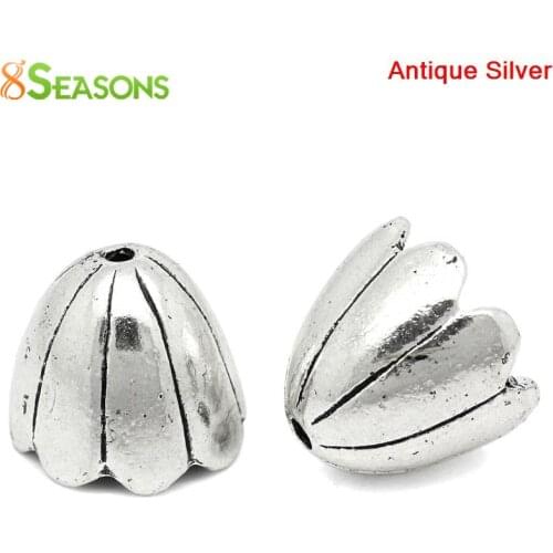 8SEASONS Bead Caps Flower antique silver-color(Fits 20mm Beads) 17x15mm,Hole:Approx 1.7mm,30PCs (B29838)