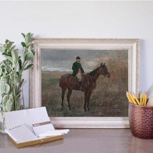 Man Riding A Horse In Retro Abstract Canvas Painting Wall Art Nordic Posters and Prints Wall Pictures for Living Room Decoration