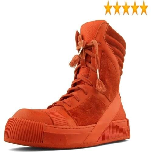 Top Vintage Mens Boots High Couple Casual Sneakers Genuine Leather Shoes Design Quality Fashion Lace Up Shoe Autumn Men Footwear