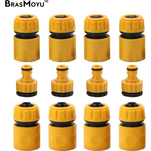 BRASMOYU 1Sets 1/2'' 3/4'' Garden Watering Irrigation Quick Joints Faucet Hose Connectors Car Wash Spray Gun Coupling Adapter