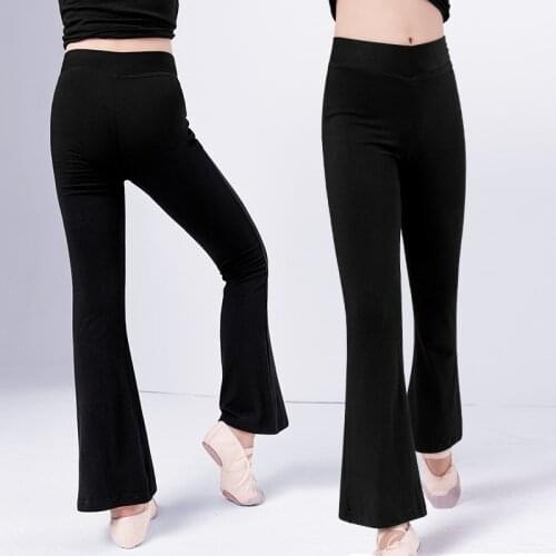 Girls Ballet Dance Pants Womens Latin Dance Trousers Adult Jazz Dance Bell Bottom Tights High Waist Stretch Legs Yoga Clothes