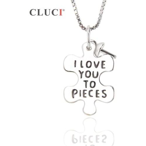 CLUCI Ture 925 Sterling Silver Sweet Words & Endless Love Nacklace Pendant Round Pearl DIY Pendant,can stick pearl SP283SB