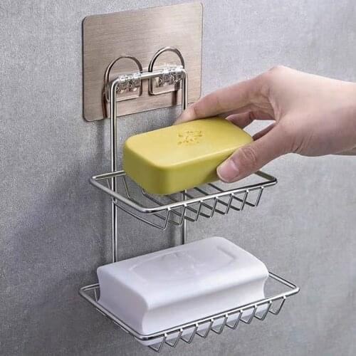 Stainless Steel Soap Holder Creative Soap Holder Bathroom Toilet Punch-Free Soap Holder Soap Holder Draining Wall-Mounted